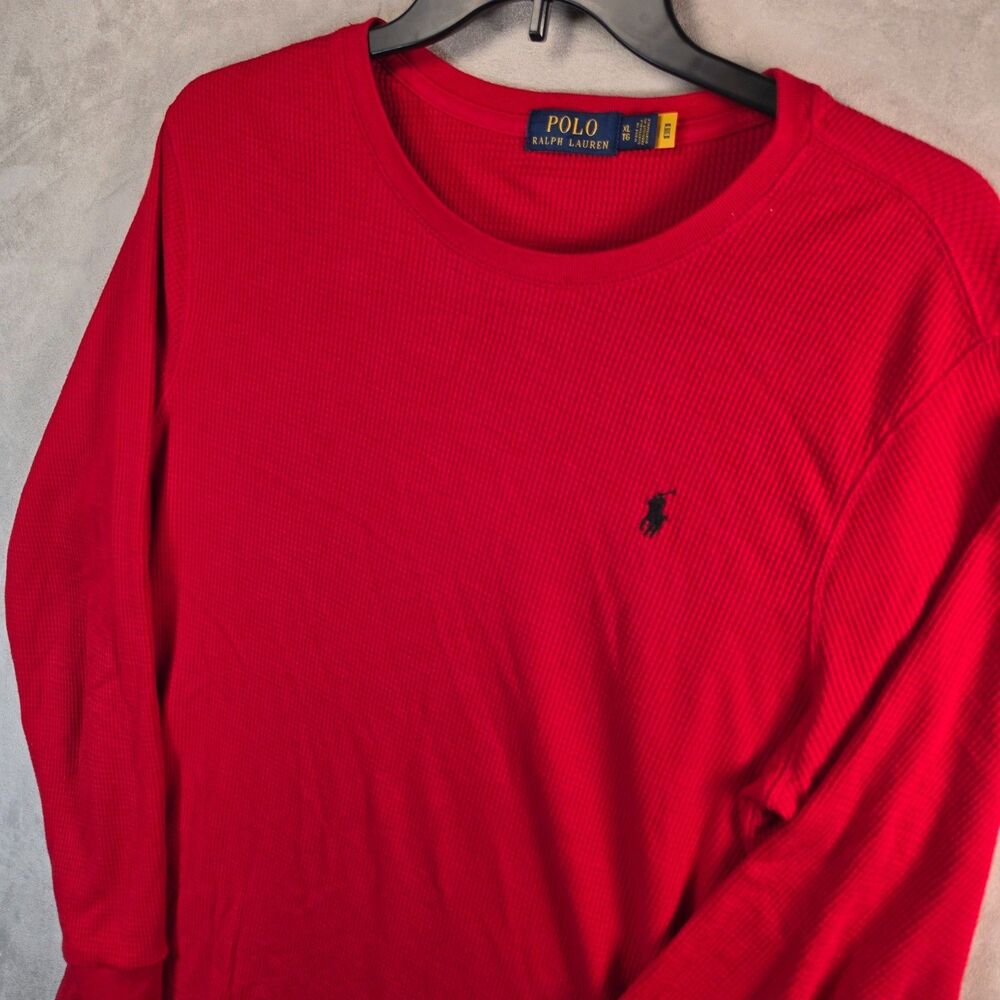 Polo Ralph Lauren Red Waffle Knit Thermal Long Sleeve Shirt Men's [XL]